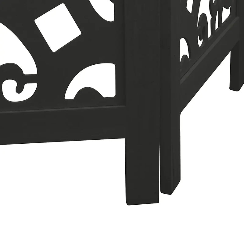 Room Divider 3 Panels Black Solid Wood Paulownia