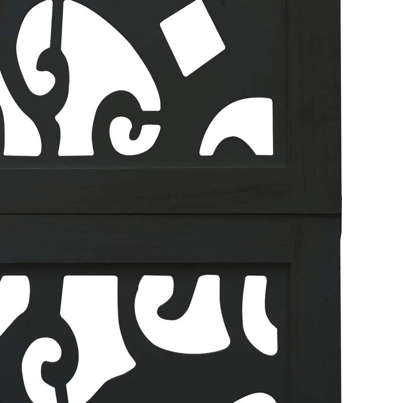 Room Divider 3 Panels Black Solid Wood Paulownia
