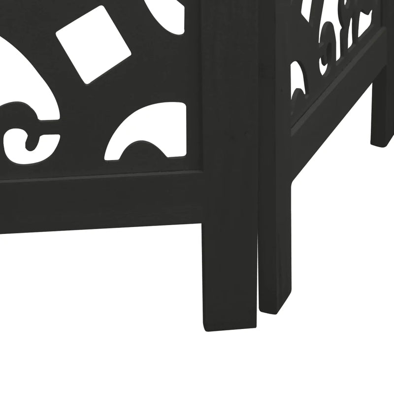 Room Divider 3 Panels Black Solid Wood Paulownia