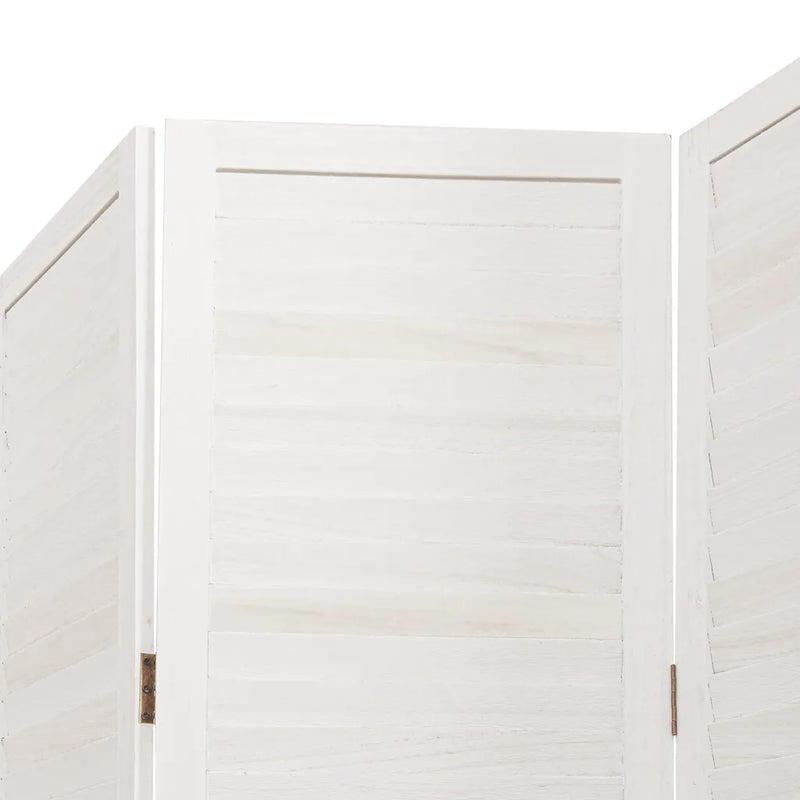 Room Divider 3 Panels White Solid Wood Paulownia