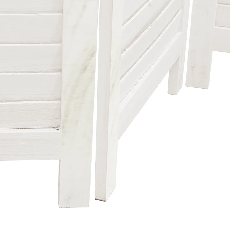 Room Divider 3 Panels White Solid Wood Paulownia