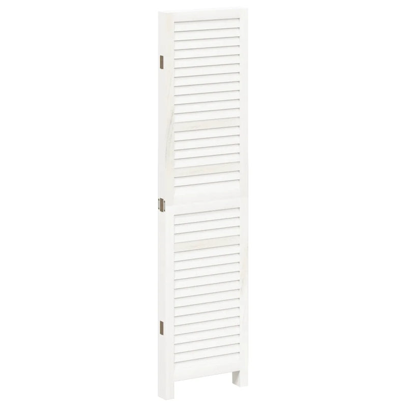 Room Divider 4 Panels White Solid Wood Paulownia