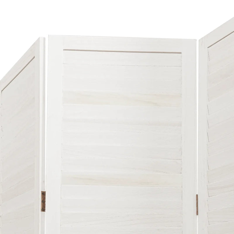 Room Divider 4 Panels White Solid Wood Paulownia