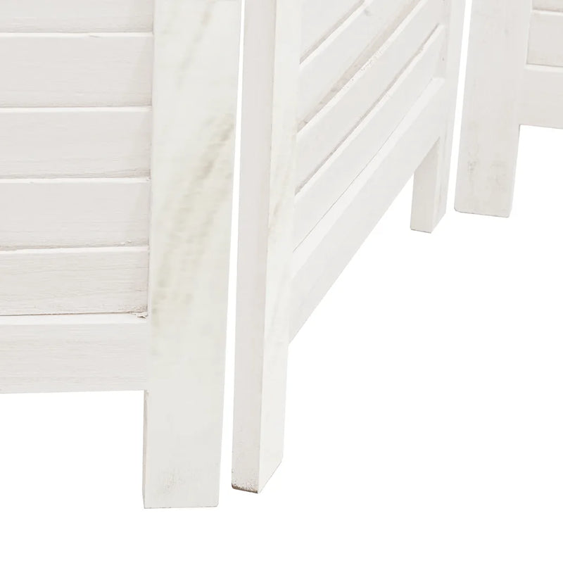Room Divider 4 Panels White Solid Wood Paulownia