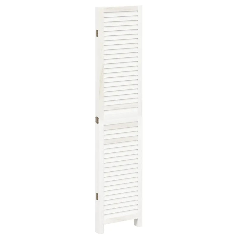 Room Divider 4 Panels White Solid Wood Paulownia