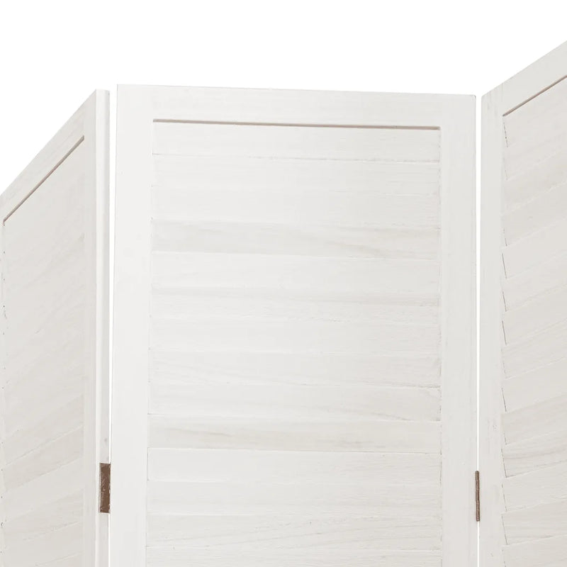 Room Divider 4 Panels White Solid Wood Paulownia
