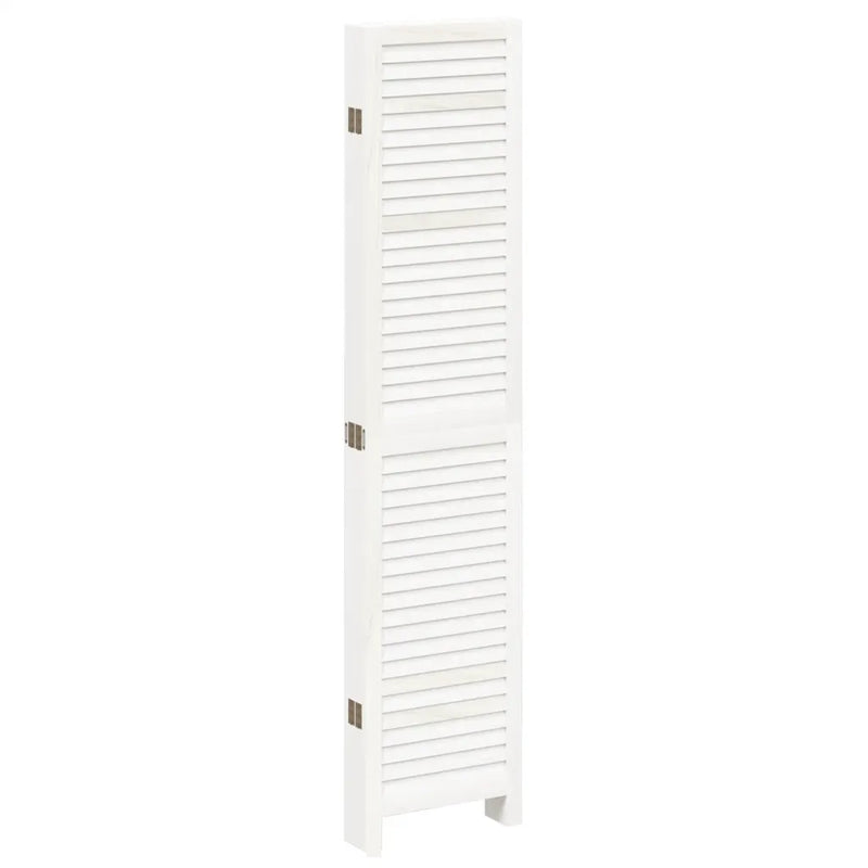 Room Divider 6 Panels White Solid Wood Paulownia