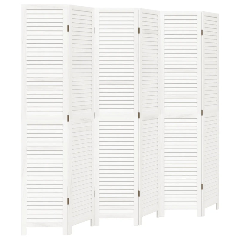 Room Divider 6 Panels White Solid Wood Paulownia