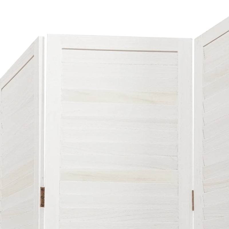 Room Divider 6 Panels White Solid Wood Paulownia