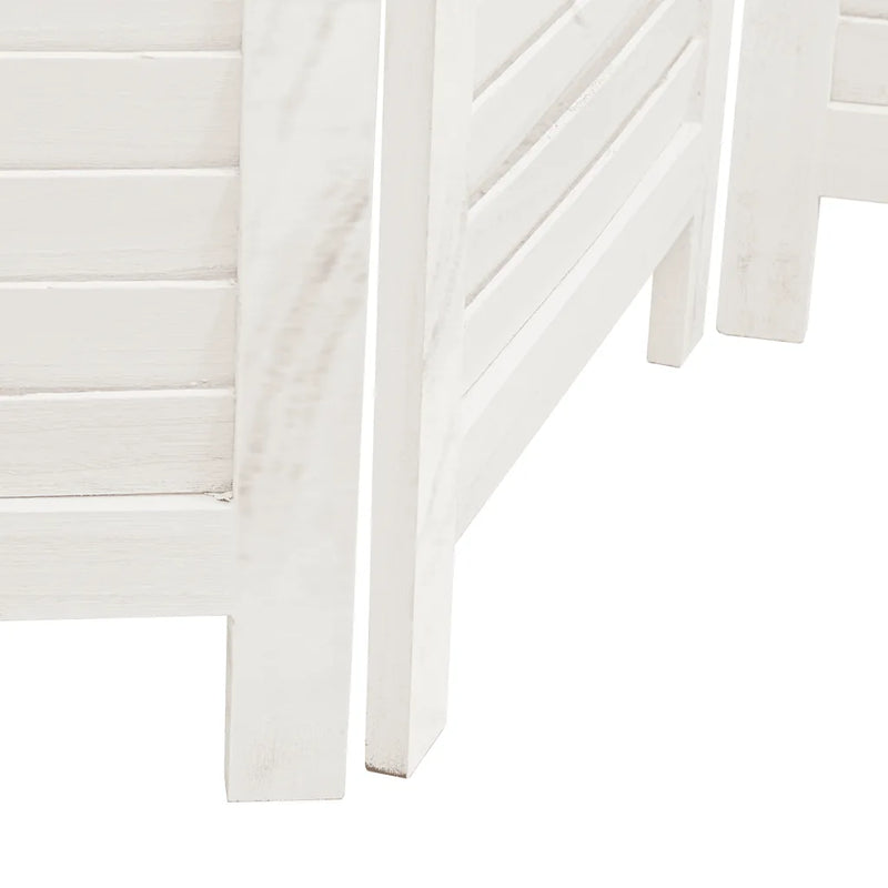 Room Divider 6 Panels White Solid Wood Paulownia