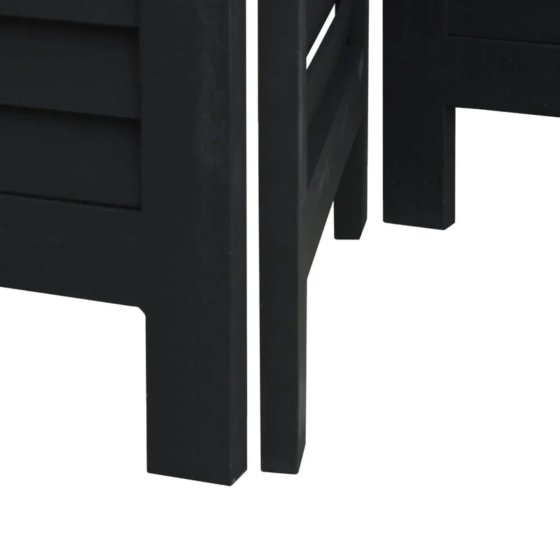 Room Divider 4 Panels Black Solid Wood Paulownia