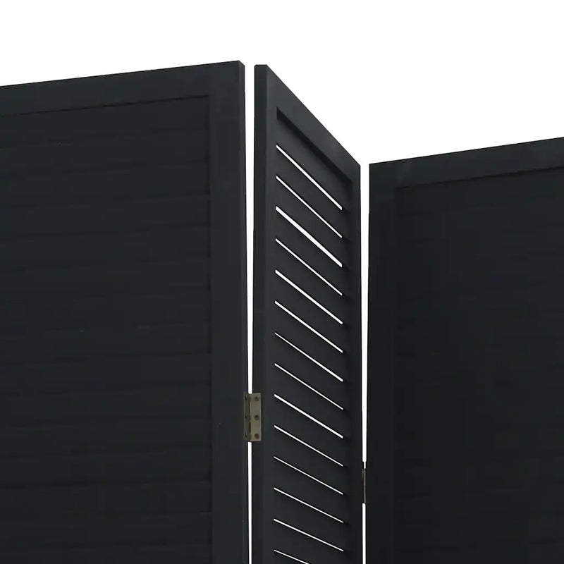 Room Divider 4 Panels Black Solid Wood Paulownia