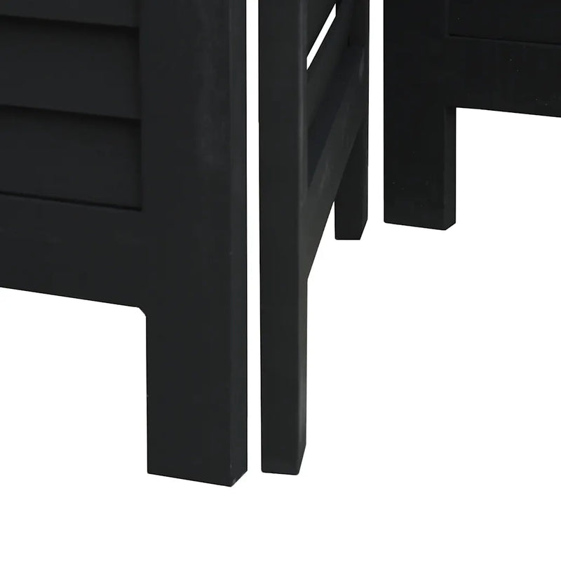 Room Divider 4 Panels Black Solid Wood Paulownia
