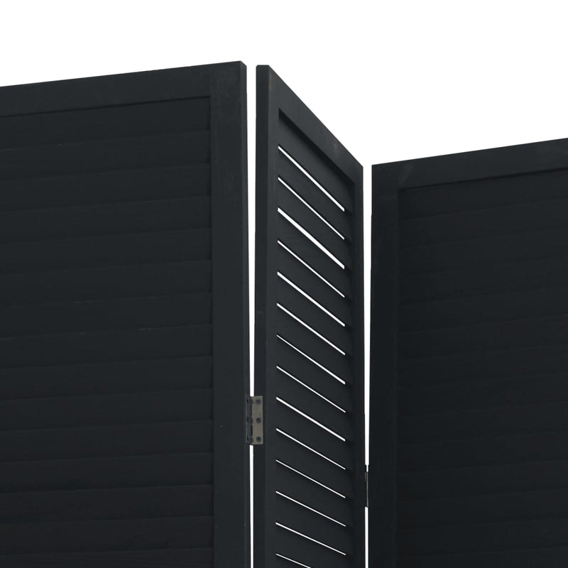 vidaXL Room Divider 5 Panels Black Solid Wood Paulownia