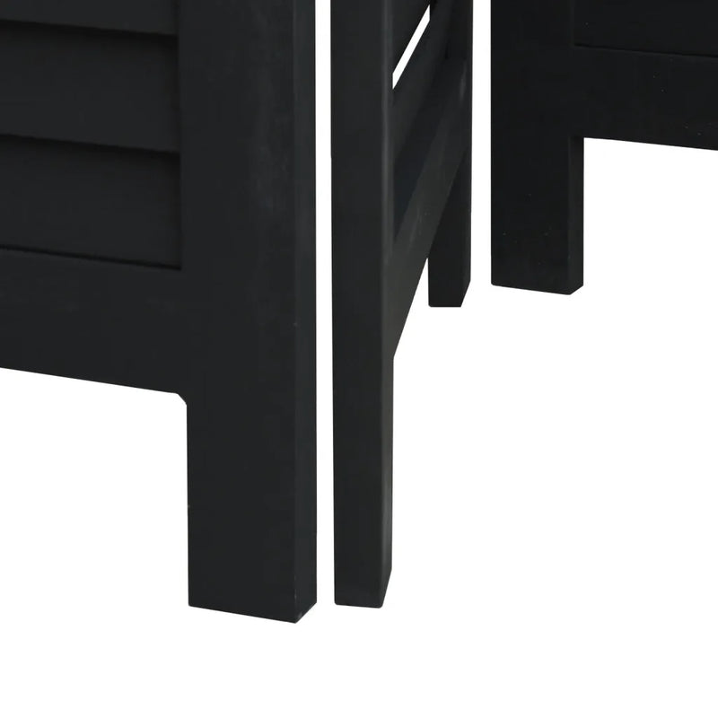 Room Divider 5 Panels Black Solid Wood Paulownia