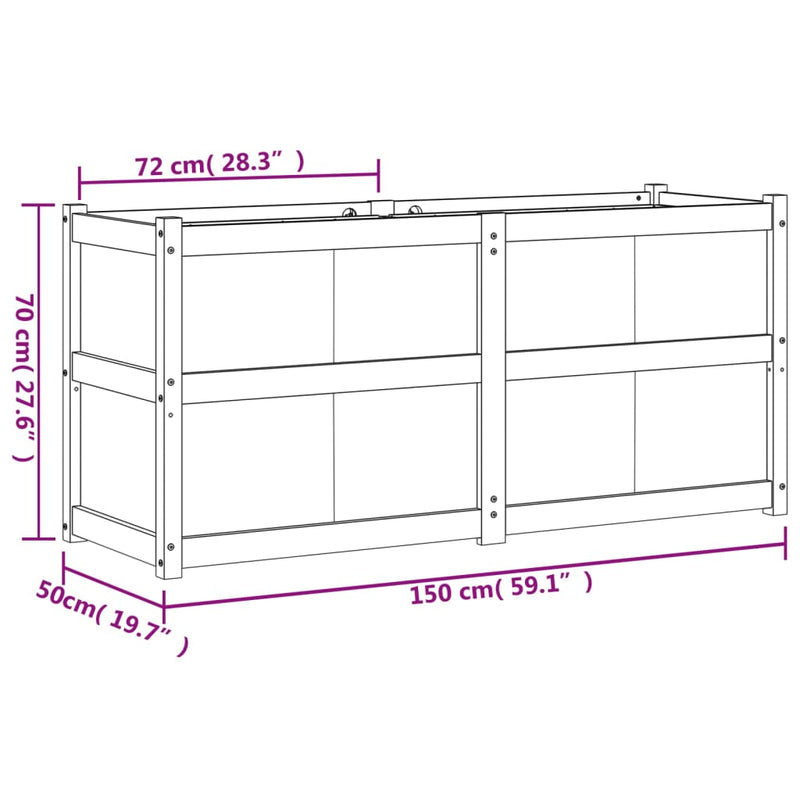 vidaXL Garden Planter 150x50x70 cm Impregnated Wood Pine