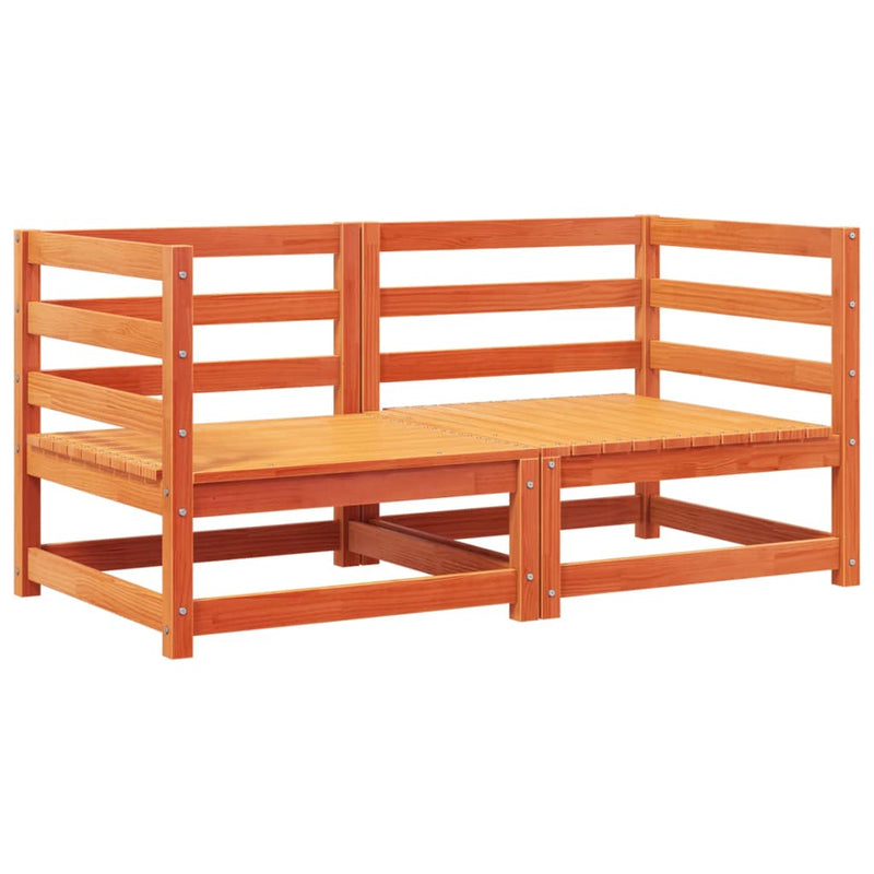 vidaXL Garden Sofas Corner with Cushions 2 pcs Wax Brown Solid Wood Pine