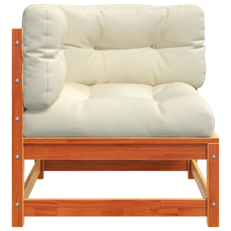 vidaXL Garden Sofas Corner with Cushions 2 pcs Wax Brown Solid Wood Pine