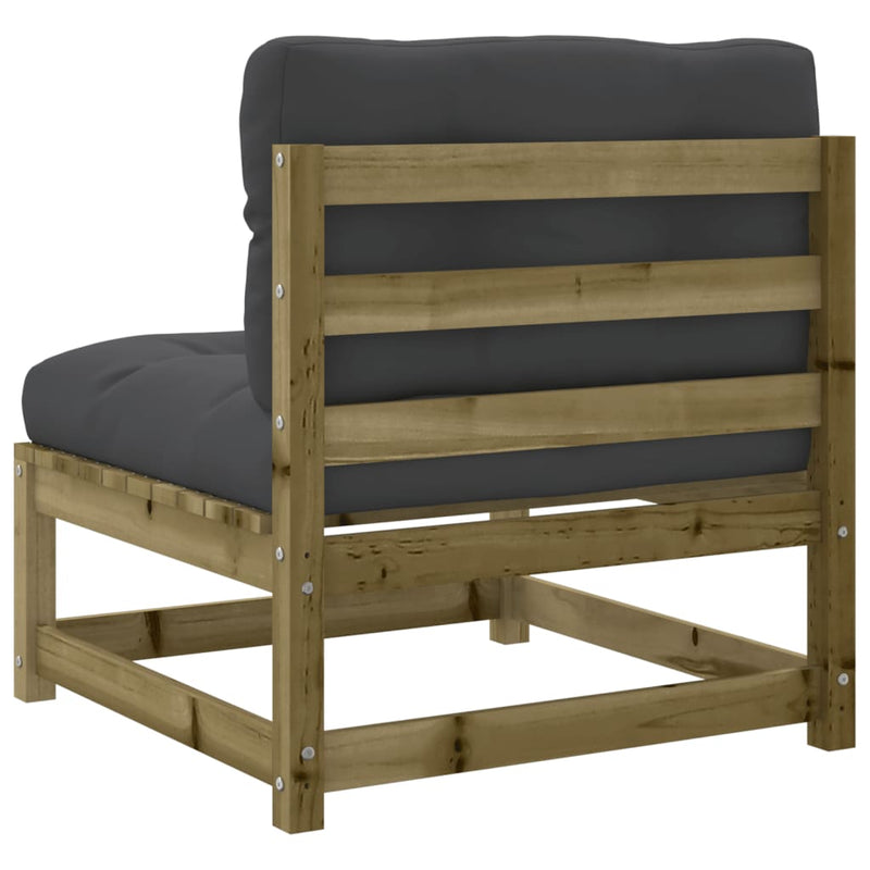 vidaXL Garden Sofas Armless with Cushions 2 pcs Impregnated Wood Pine
