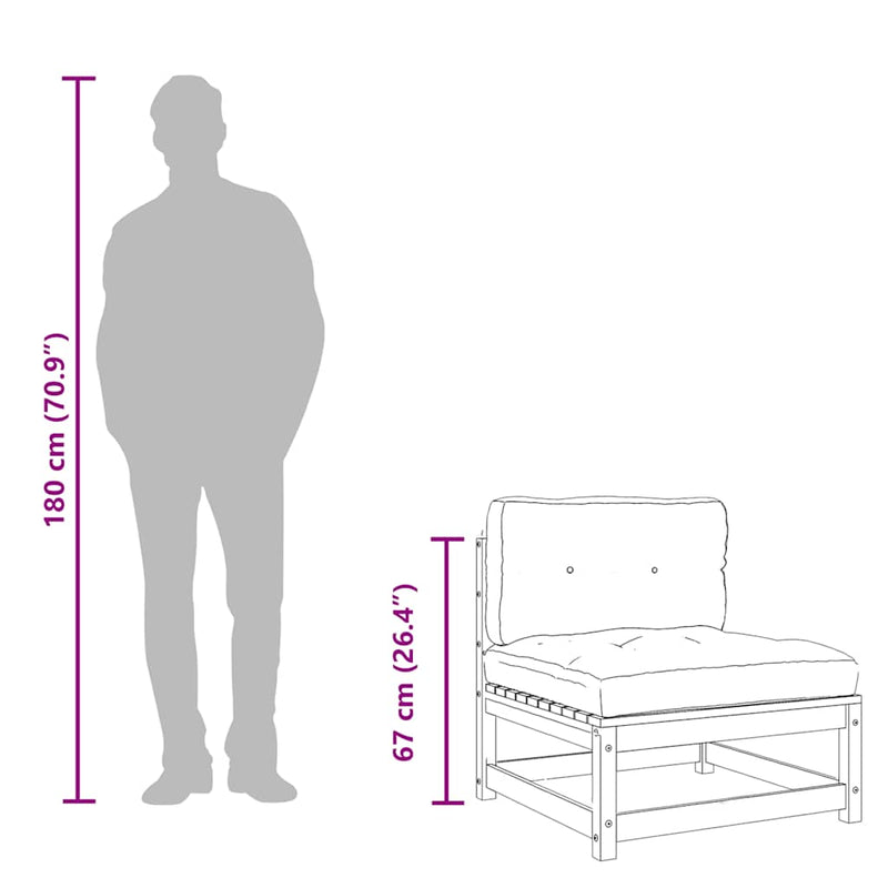 vidaXL Garden Sofas Armless with Cushions 2 pcs Impregnated Wood Pine