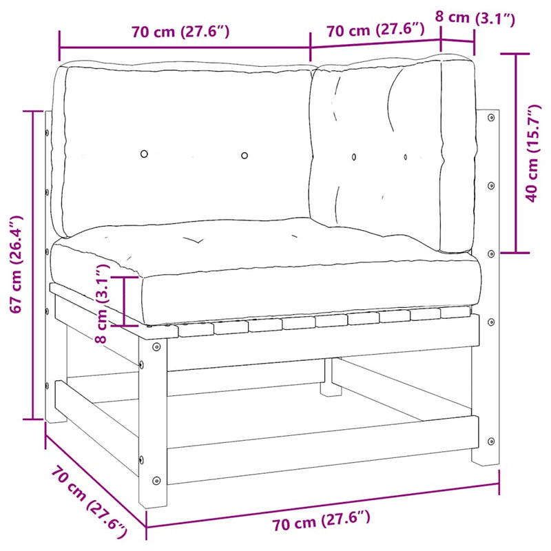 vidaXL Garden Sofa Corner with Cushions Impregnated Wood Pine
