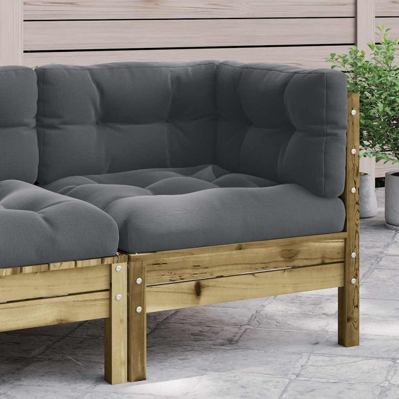 vidaXL Garden Sofa Corner with Cushions Impregnated Wood Pine