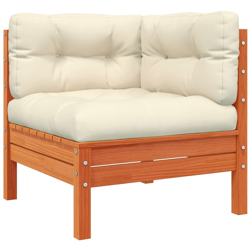 vidaXL Garden Sofa Corner with Cushions 2 pcs Wax Brown Solid Wood Pine
