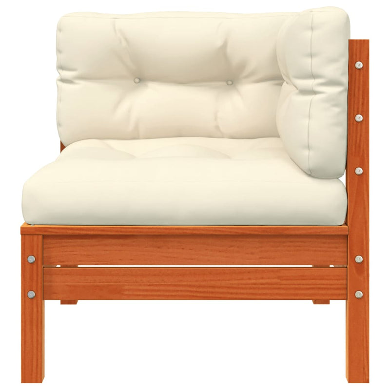 vidaXL Garden Sofa Corner with Cushions 2 pcs Wax Brown Solid Wood Pine