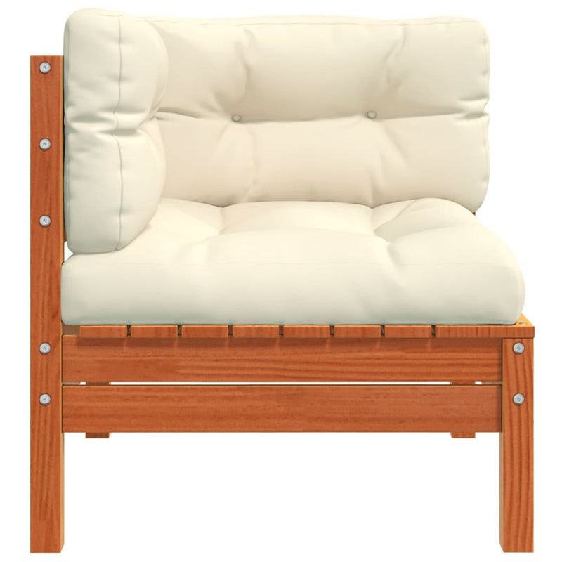vidaXL Garden Sofa Corner with Cushions 2 pcs Wax Brown Solid Wood Pine
