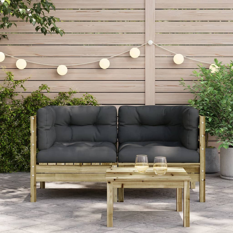 vidaXL Garden Sofa Corner with Cushions 2 pcs Impregnated Wood Pine