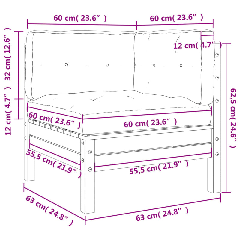 vidaXL Garden Sofa Corner with Cushions 2 pcs Impregnated Wood Pine