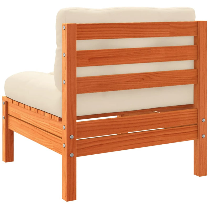 vidaXL Garden Sofa Armless with Cushions Wax Brown Solid Wood Pine