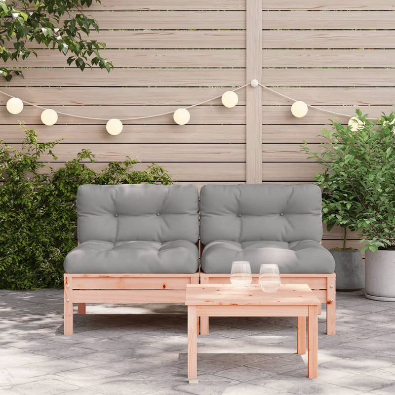 Garden Sofa Armless with Cushions 2 pcs Solid Wood Douglas