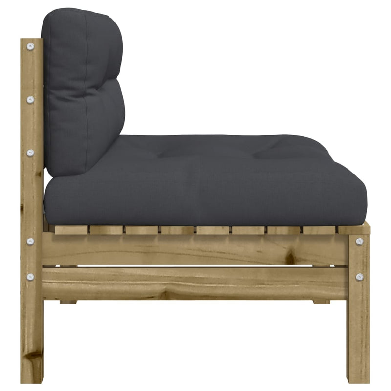 vidaXL Garden Sofa Armless with Cushions 2 pcs Impregnated Wood Pine