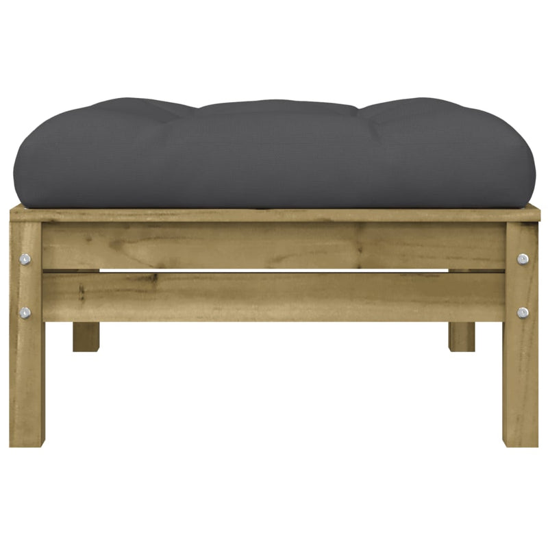 vidaXL Garden Footstool with Cushion Impregnated Wood Pine