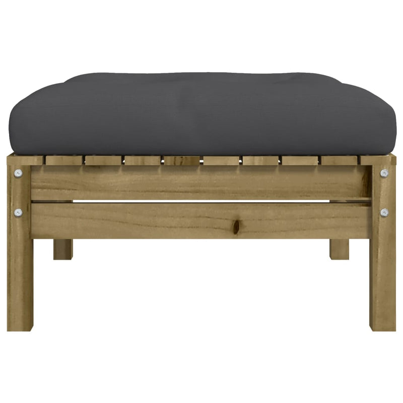vidaXL Garden Footstool with Cushion Impregnated Wood Pine