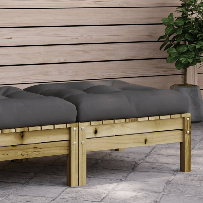 vidaXL Garden Footstool with Cushion Impregnated Wood Pine