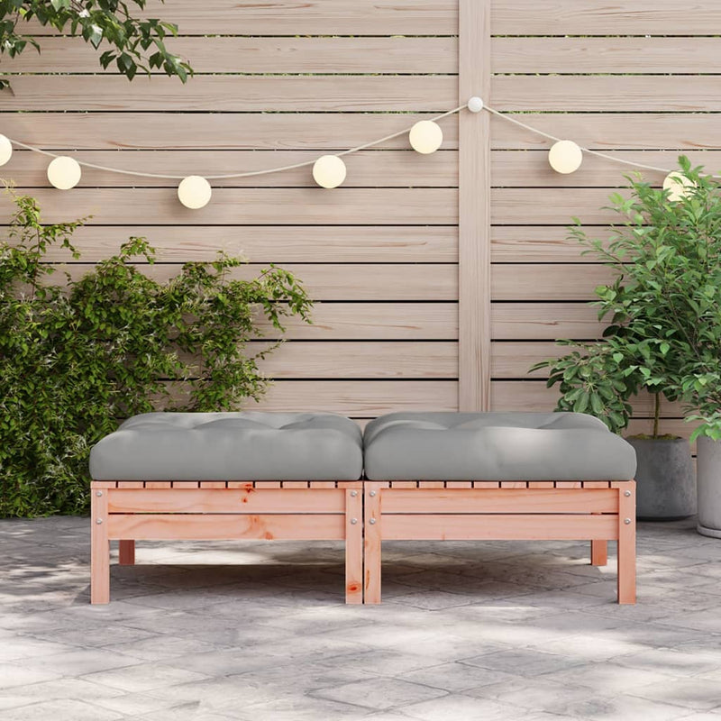 vidaXL Garden Footstools with Cushions 2 pcs Solid Wood Douglas