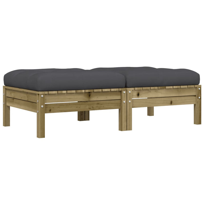vidaXL Garden Footstools with Cushions 2 pcs Impregnated Wood Pine