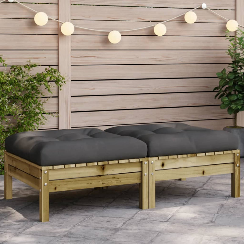vidaXL Garden Footstools with Cushions 2 pcs Impregnated Wood Pine