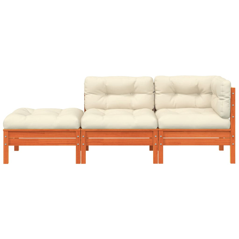 vidaXL Garden Sofa with Cushions and Footstool 3-Seater