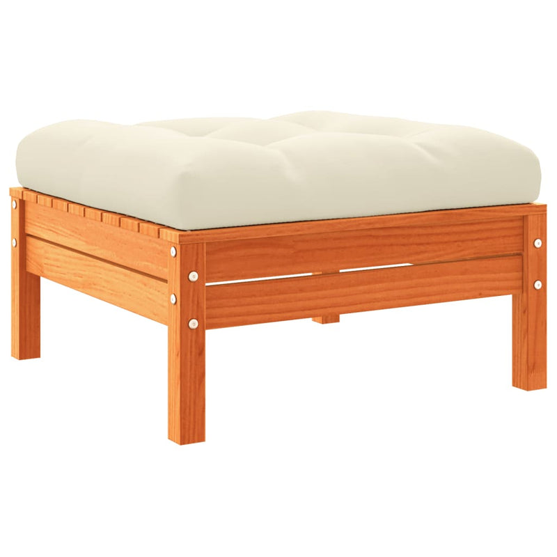 vidaXL Garden Sofa with Cushions and Footstool 3-Seater