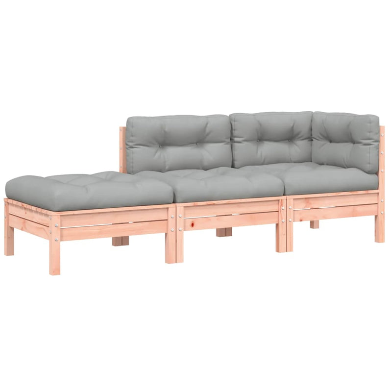 vidaXL Garden Sofa with Cushions and Footstool 3-Seater