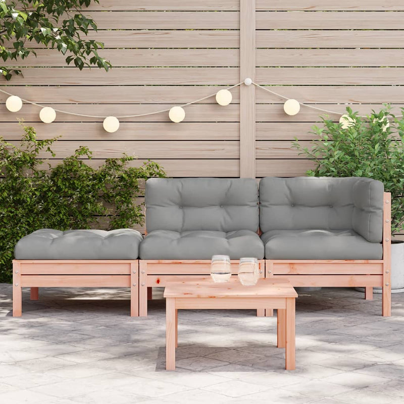 vidaXL Garden Sofa with Cushions and Footstool 3-Seater