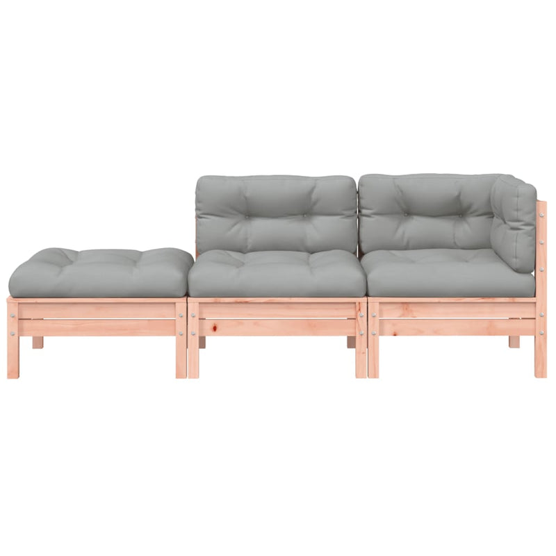 vidaXL Garden Sofa with Cushions and Footstool 3-Seater