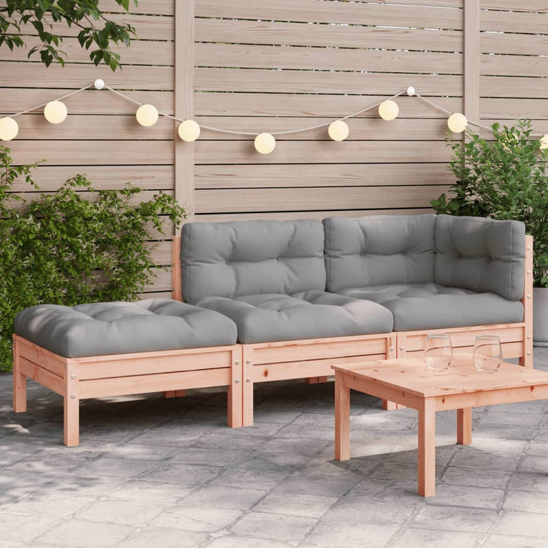 vidaXL Garden Sofa with Cushions and Footstool 3-Seater