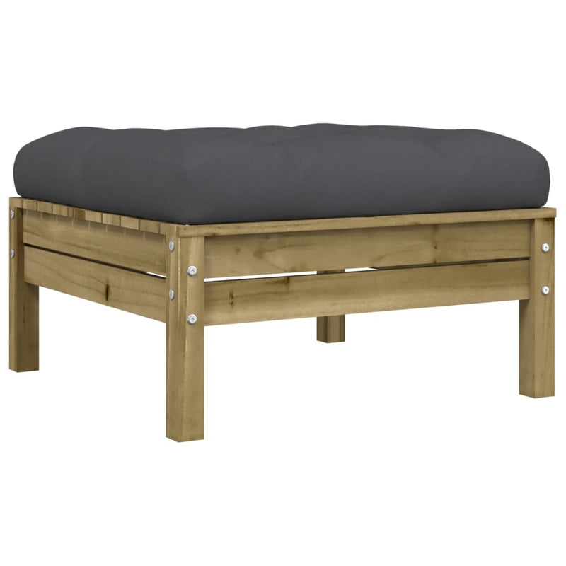 vidaXL Garden Sofa with Cushions and Footstool 3-Seater