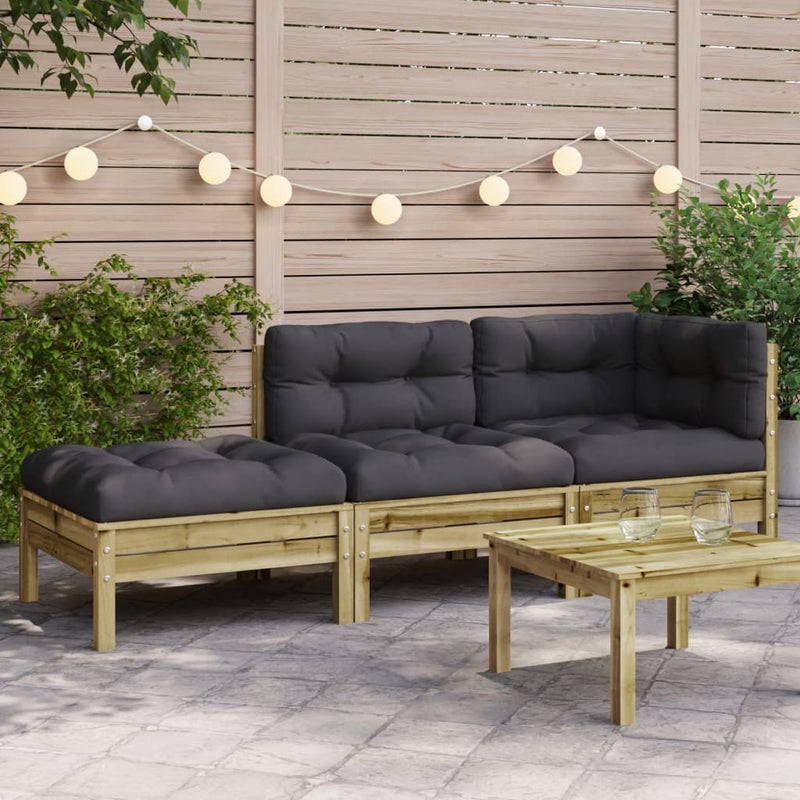 Garden Sofa with Cushions and Footstool 2-Seater