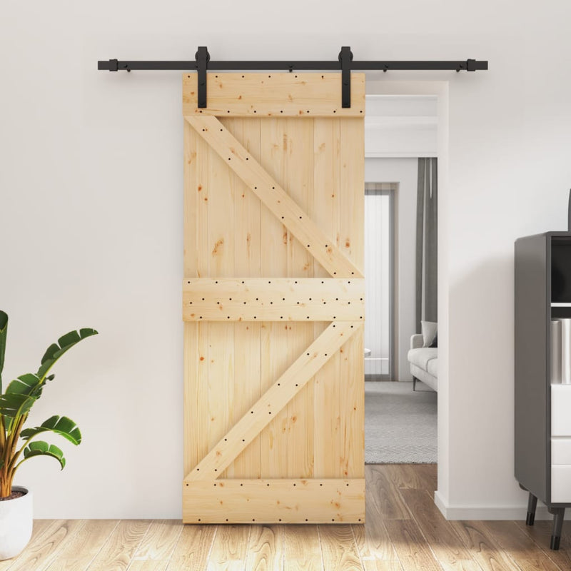 vidaXL Sliding Door with Hardware Set 85x210 cm Solid Wood Pine