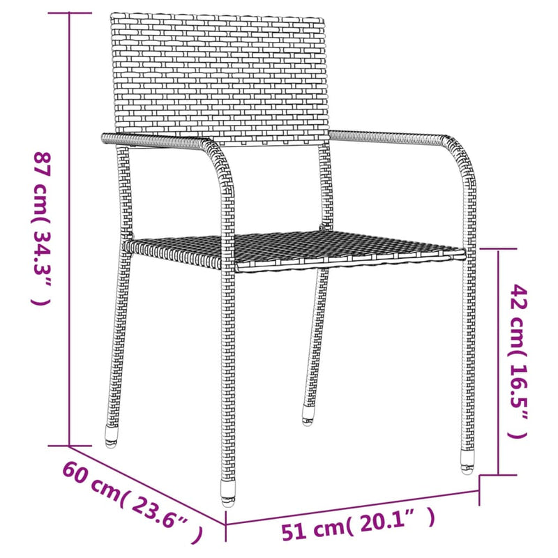 vidaXL 5 Piece Garden Dining Set Grey and Black Poly Rattan and Steel
